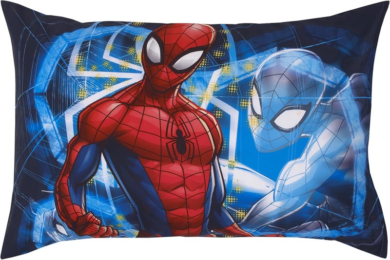 NoJo Marvel Spiderman to The Rescue Red, White, and Blue 4 Piece Toddler Bed Set - Comforter, Fitted Bottom Sheet, Flat Top Sheet, and Reversible Pillowcase - Image 5